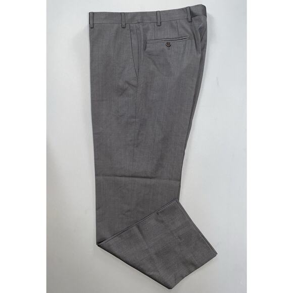 Canali Italy Flat Front Wool Dress Pants Slacks. Platinum Gray Twill 34X31 EUC